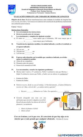 Transfotmación unidades de medida longitud km, m, cm y mm