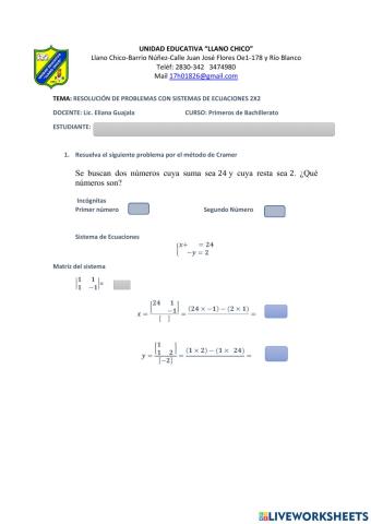 Problemas sistemas de ecuaciones