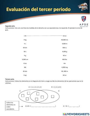 Unidades de medida- Unión e intersección de conjuntos
