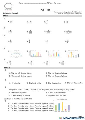 EIS P5 Post-test  Math by Teacher Gym