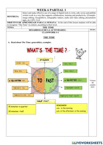 Ejercicio online THE TIME-10th-EGB