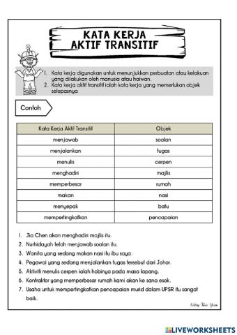 Kata Kerja Aktif Transitif