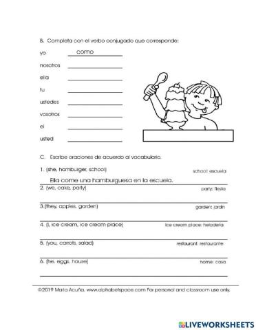 Using comer with foods