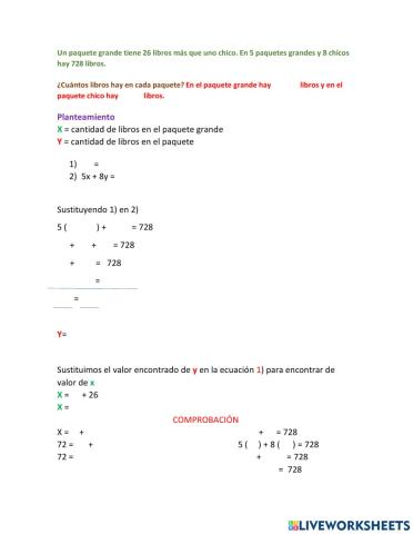 Ejercicio sistemas de ecuaciones método de sustitución aplicando las leyes de la igualdad.