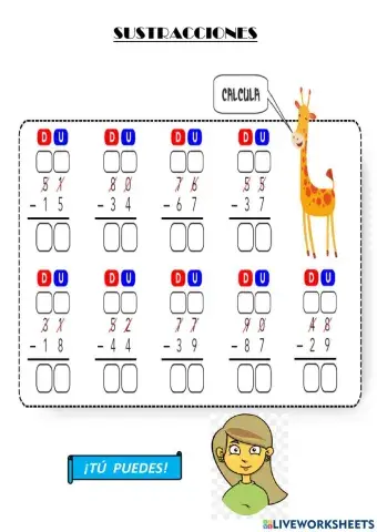 Sustracciones Prestando