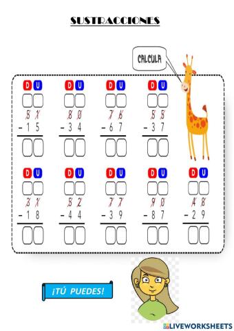 Sustracciones Prestando