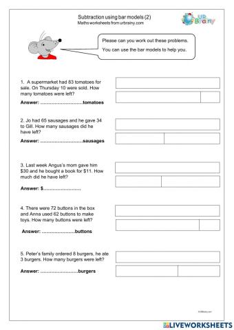 Subtraction word problem
