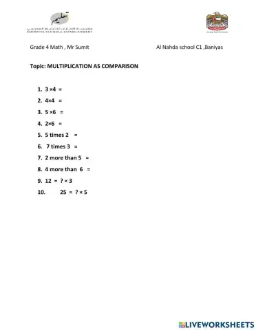 Multiplication as comparison