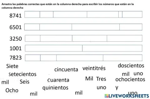 Lectura de números de cuatro cifras