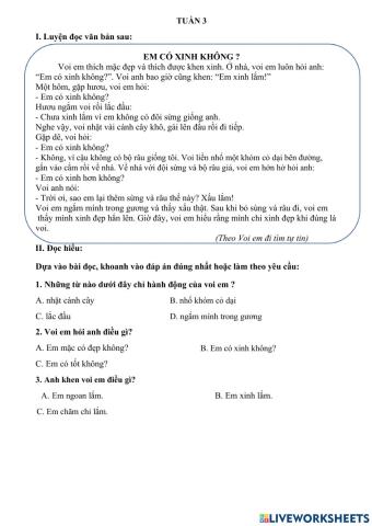 Tiếng Việt lớp 2 CTST Tuần 3