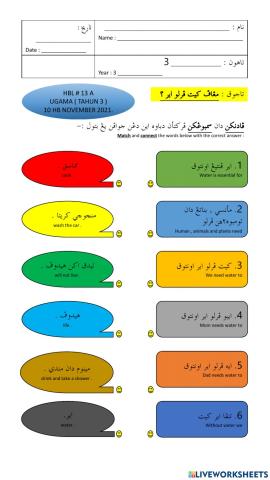 Mengapa kita perlu air. tahun 3