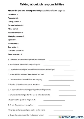 Talking about job responsibilities