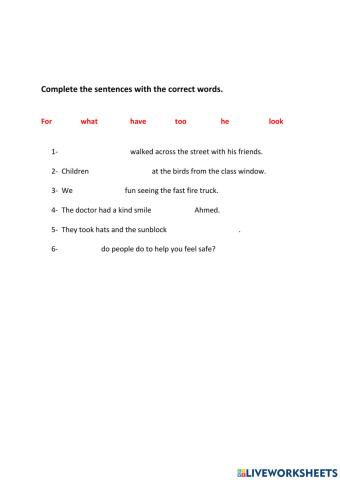 Grade 1 High Frequency Words