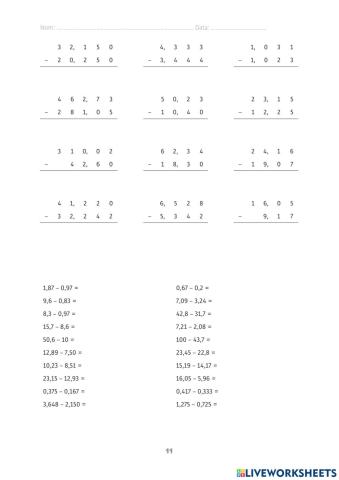 Restes portant 6è - 11
