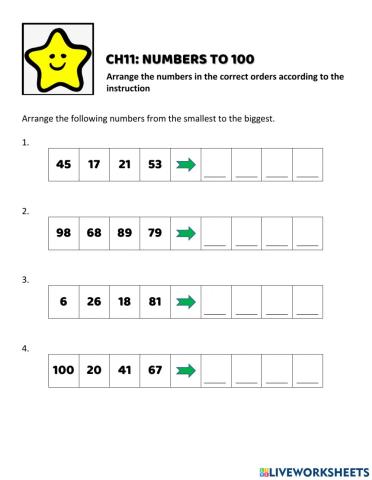 Ordering numbers to 100