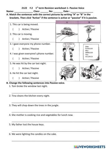 Grammar Revision worksheet 1- Passive