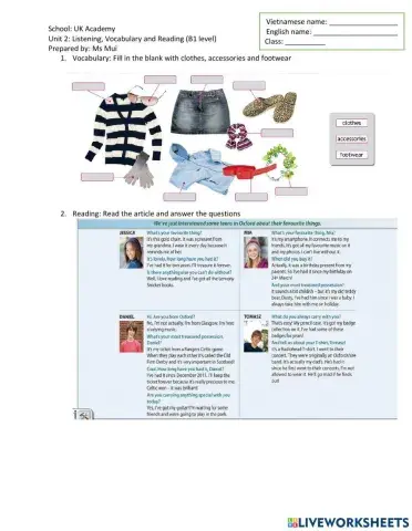 UNIT 2 - ACHIEVERS B1: VOCABULARY + READING + LISTENING (1)