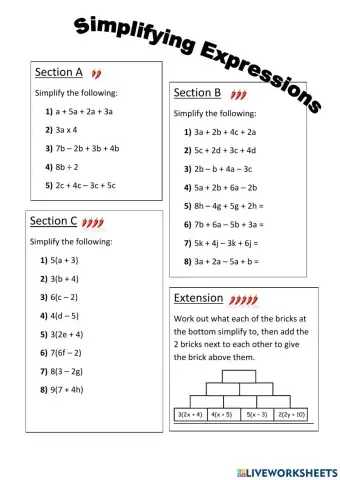 Algebra- simplifying like terms