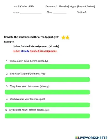 GS5-Unit 2-Grammar 1 (Present perfect with already, just, yet)