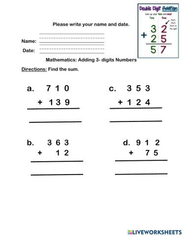 Addition 3 digit