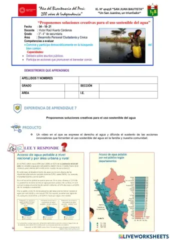 EVALUACIÓN:Proponemos soluciones creativas para el uso sostenible del agua