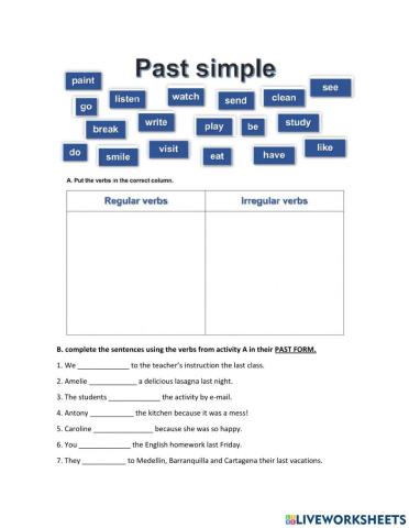 Verbs past simple Regular and Irregular