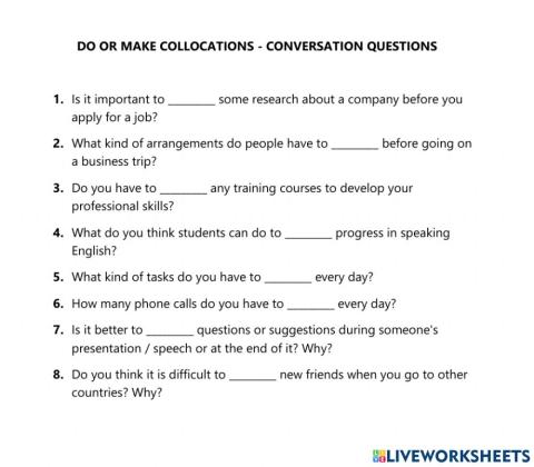 Do or make: interview questions
