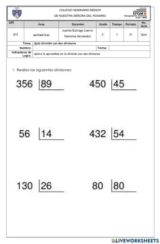 División con dos cifras
