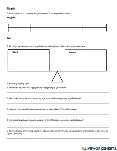Globalisasyon Tiyakin C, D at E