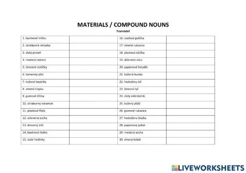 Materials- compound nouns