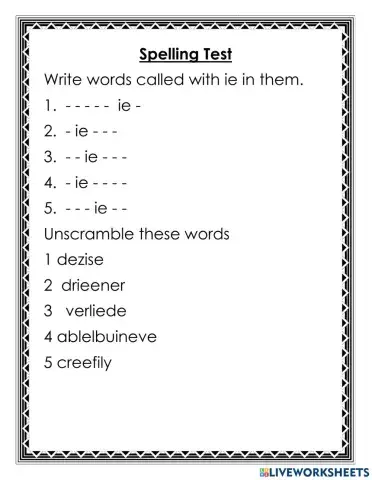 Spelling ie ei words