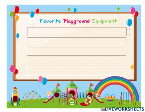 Favorite Playground Equipment Publish Sheet