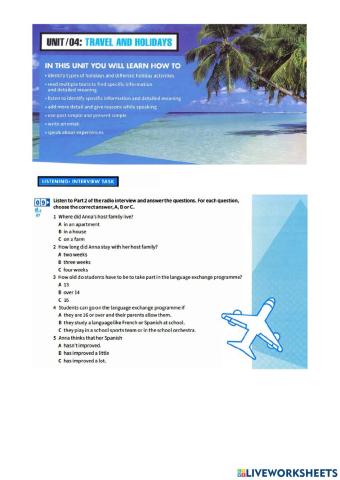 Mindset foundation. Unit 4. Listening