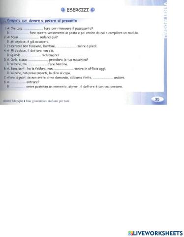 Dovere, Potere Presente Indicativo