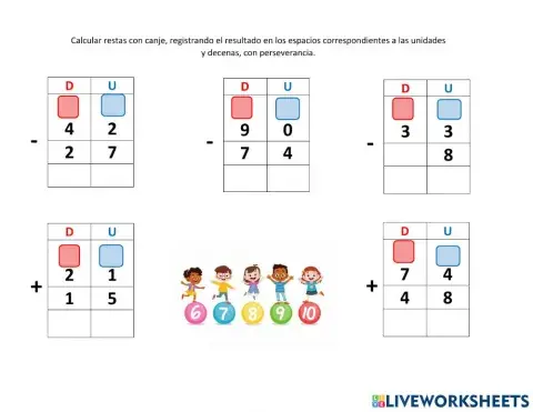 Ejercicio de restas con canje