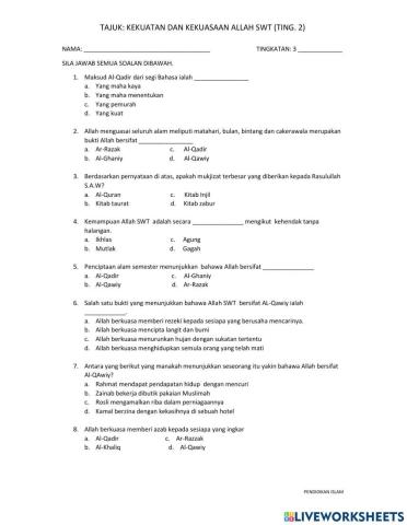 Kekuatan dan kekuasaan allah swt (ting. 2)