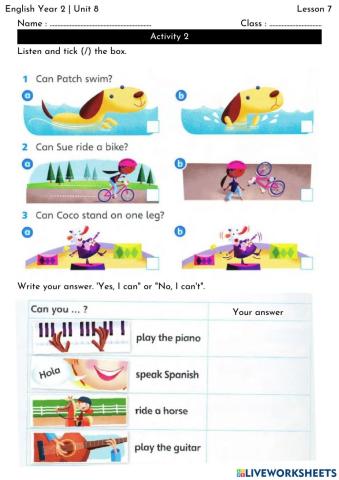 English Year 2 The Robot - Lesson 7.2