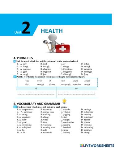Unit 2: Health (Vocabulary)