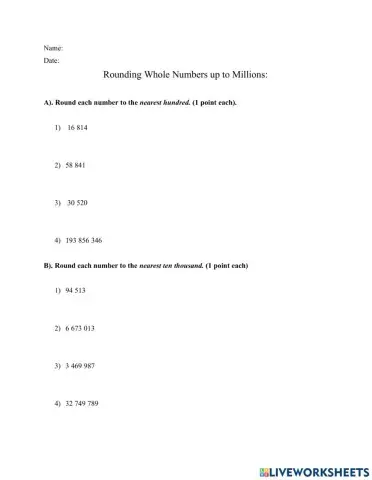 Rounding numbers to the nearest Millions