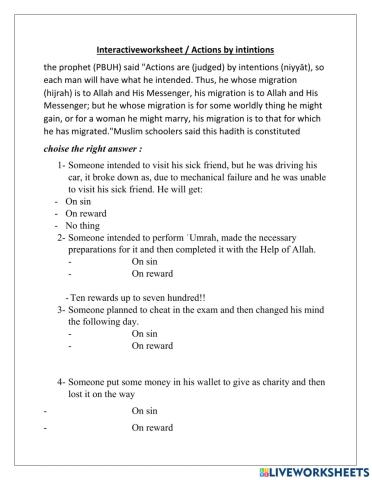 Action by intentions