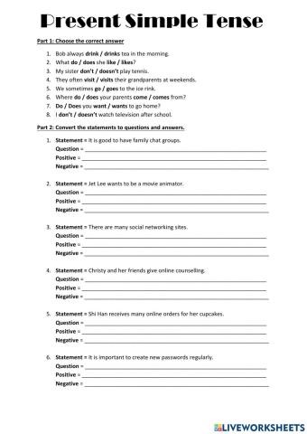 Present Simple, Questions and Answers