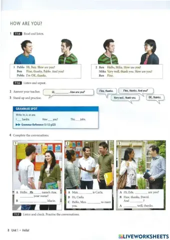 Unit 1 - hello! (page 8)
