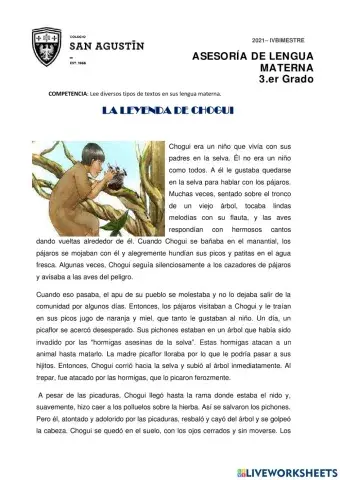 Lectura : la leyenda de chogui