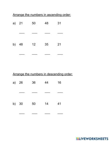 Ascending and Descending Order