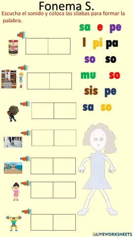 Escucha el sonido y coloca las  sílabas para formar las palabras.