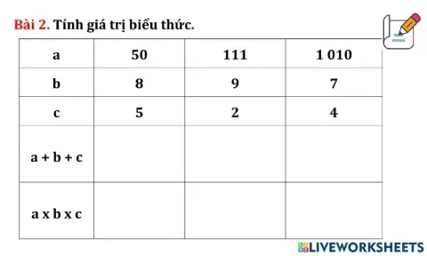 Phiếu toán 5.3 - Luyện tập