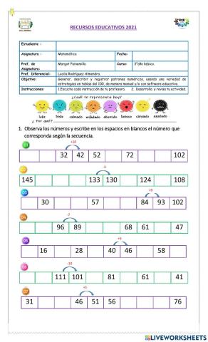 Secuencia de numeros
