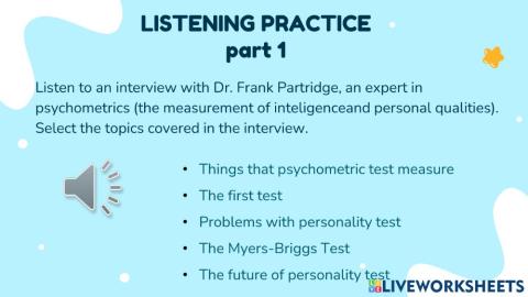 Personality tests listening