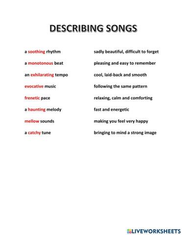 Describing Songs - Passages 2