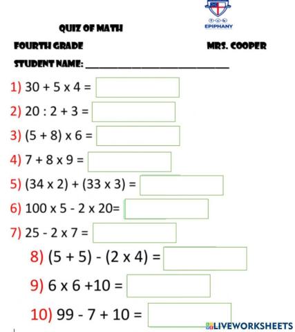 Math quiz